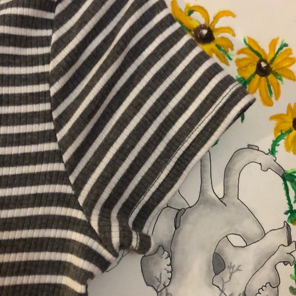 Pink Rose Gray Striped Spring Dress - Picture 5 of 7